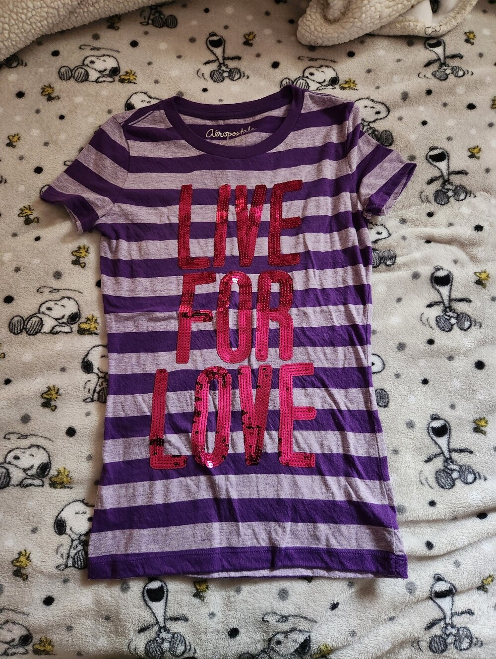 Aeropostale Y2K Sequins Striped T Shirt